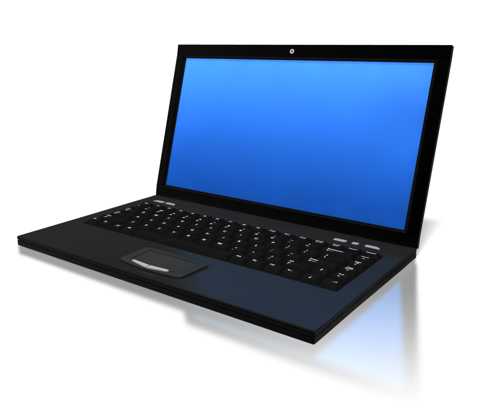 Laptop with blue screen