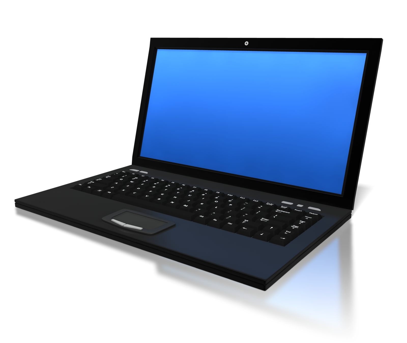 Laptop with blue screen